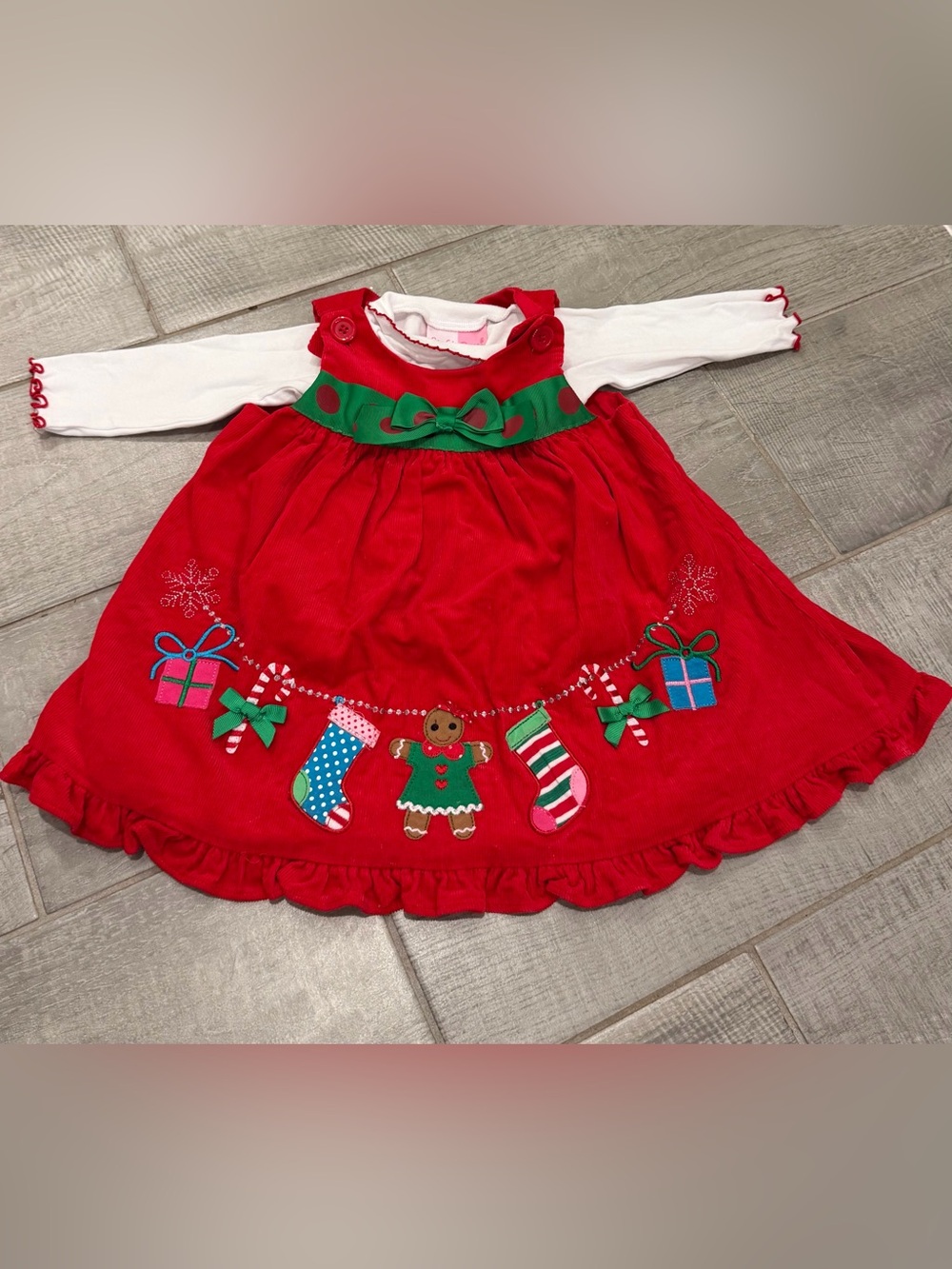 Sophie Rose Red Holiday Embroidered Girls' Festive Dress